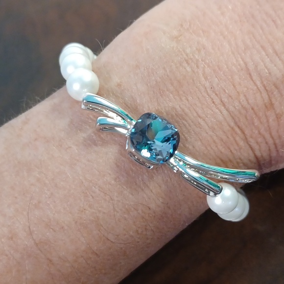 NEW! Bridal Bracelet/ Bride Wedding 'something blue' Swarovski Elements 5741 - Picture 2 of 5